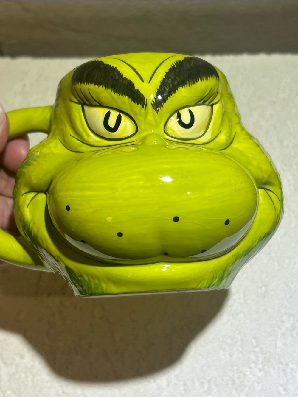 Lg Ceramic GRINCH stole Christmas coffee tea mug green.